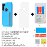 For Motorola Moto G Stylus (2020) Credit Card Wallet Back Storage Invisible Pocket Dual Layer Hard PC TPU Hybrid Blue Phone Case Cover