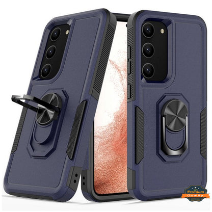 For Samsung Galaxy S23 /Plus /Ultra Heavy Duty Hybrid Rugged 2in1 TPU Shockproof Protective with Magnetic Ring Stand Holder  Phone Case Cover