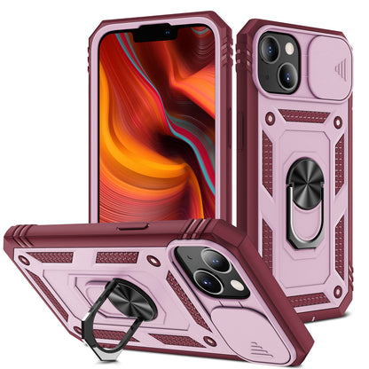 For Apple iPhone 14 Pro (6.1") Hybrid Built-in 360° Rotate Magnetic Ring Stand Camera Protection Heavy Duty Shockproof  Phone Case Cover