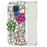 For Samsung Galaxy S21 Luxury Bling Clear Crystal 3D Full Diamonds Luxury Sparkle Rhinestone Hybrid Protective Pink/ Neon Green Phone Case Cover