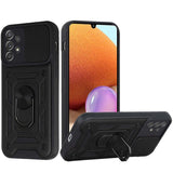For Samsung Galaxy A32 4G (Not for 5G) Hybrid Cases with Slide Camera Lens Cover and Ring Holder Kickstand Rugged Dual Layer  Phone Case Cover