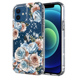 For Apple iPhone XR Stylish Slim Hybrid Shiny Glitter Clear Floral Pattern Bloom Flower Design TPU Gel Hard PC Back  Phone Case Cover
