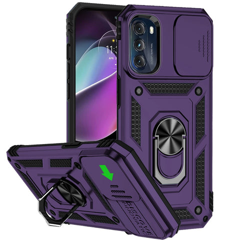 For Apple iPhone 11 (6.1") Hybrid Cases with Stand, Camera Lens Protection & 360° Rotate Ring, Shockproof, Soft Bumper Purple Phone Case Cover
