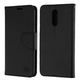 For LG Q7, LG Q7+ PU Leather Wallet with Credit Card Holder Storage Folio Flip Pouch Stand Black Phone Case Cover