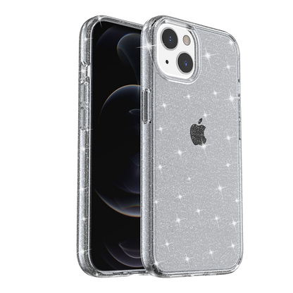 For Apple iPhone 11 (6.1") Transparent Glitter Shiny Sparkle Bling TPU Rubber Hard Back Hybrid Armor Frame Shockproof  Phone Case Cover
