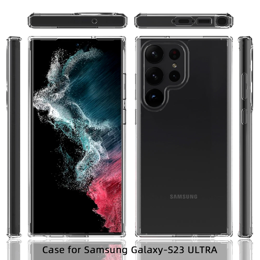For Samsung Galaxy S23 /Plus /Ultra Hybrid Transparent Clear Acrylic Back Hard PC & TPU Protective Bumper Extra Shock-Absorb  Phone Case Cover