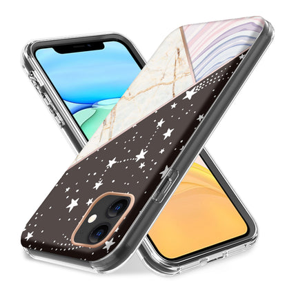 For Apple iPhone 14 Pro (6.1") Dual Layer Hybrid Shockproof Fashion Design IMD Electroplating 2in1 Hard Frame  Phone Case Cover