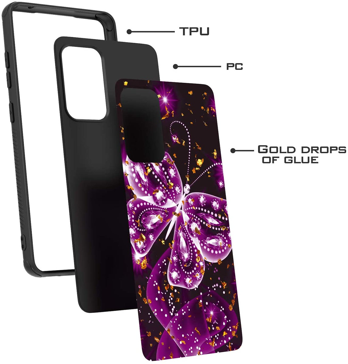 For Apple iPhone 13 Pro Max (6.7") Stylish Designed Glitter Bling Hybrid Slim PC TPU Rubber Silicone Shock-Absorption Hard  Phone Case Cover