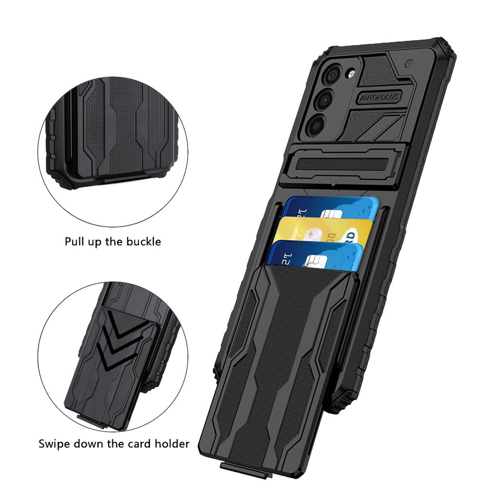 For Samsung Galaxy A03S Wallet Credit Card Holder ID Slot Hidden Back Pocket with Kickstand Dual Layer Hard Shell Hybrid  Phone Case Cover
