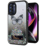 For Motorola Moto G Stylus 5G 2022 Butterfly Smile Glitter Bling Sparkle Epoxy Glittering Shining Hybrid Hard PC TPU  Phone Case Cover