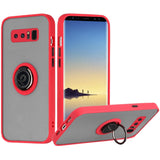 For Samsung Galaxy Note 8 Hybrid Protective PC TPU Shockproof with 360° Rotation Ring Magnetic Stand & Covered Camera Red Phone Case Cover