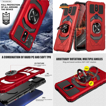 For Nokia C100 Full-Body 2in1 Magnetic Car Mount Metal Ring Holder Kickstand Heavy Duty Hybrid Armor Defender  Phone Case Cover