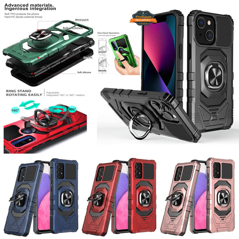 For TCL Stylus 5G Armor Hybrid Stand Ring Hard TPU Rugged Full-Body Protective [Military-Grade] Magnetic Car Ring Holder  Phone Case Cover