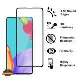 For Samsung Galaxy A53 5G Tempered Glass Screen Protector Full Cover Anti-Scratch Edge to Edge Black Rim Coverage 2.5D Clear Black Screen Protector