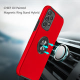 For Samsung Galaxy A32 5G Hybrid 360 Rotatable Invisible Ring Stand Holder Fit Magnetic Car Mount Shockproof Slim Red Phone Case Cover