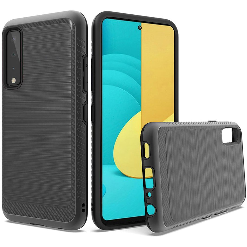 For Motorola Moto G Stylus 5G 2022 Slim Hybrid TPU 2-Piece Bumper Shockproof Brushed Texture Carbon Fiber Hard PC Back  Phone Case Cover