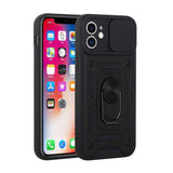 For Apple iPhone 13 Pro (6.1") Hybrid Cases with Slide Camera Lens Cover and Ring Holder Kickstand Rugged Dual Layer Heavy Duty Hard  Phone Case Cover