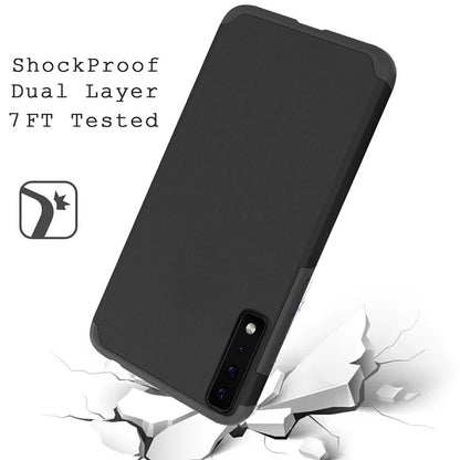 For Samsung Galaxy A73 5G Slim Corner Protection Shock Absorption Hybrid Dual Layer Hard TPU Rubber Armor Defender Black Phone Case Cover