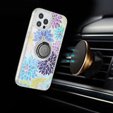 For Apple iPhone 11 (6.1") Flower Pattern IMD Design with Ring Kickstand Hybrid TPU Hard Back Shockproof  Phone Case Cover