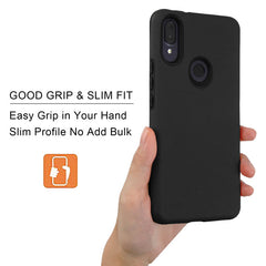 For Alcatel 3V 5032w (2019) Hybrid Dual Layer Hard PC Cases Shockproof TPU Rugged Bumper Black Phone Case Cover