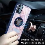 For OnePlus Nord N200 5G Unique Marble Design with Ring Kickstand Holder Hybrid Soft TPU Hard PC Shockproof Armor Bumper  Phone Case Cover