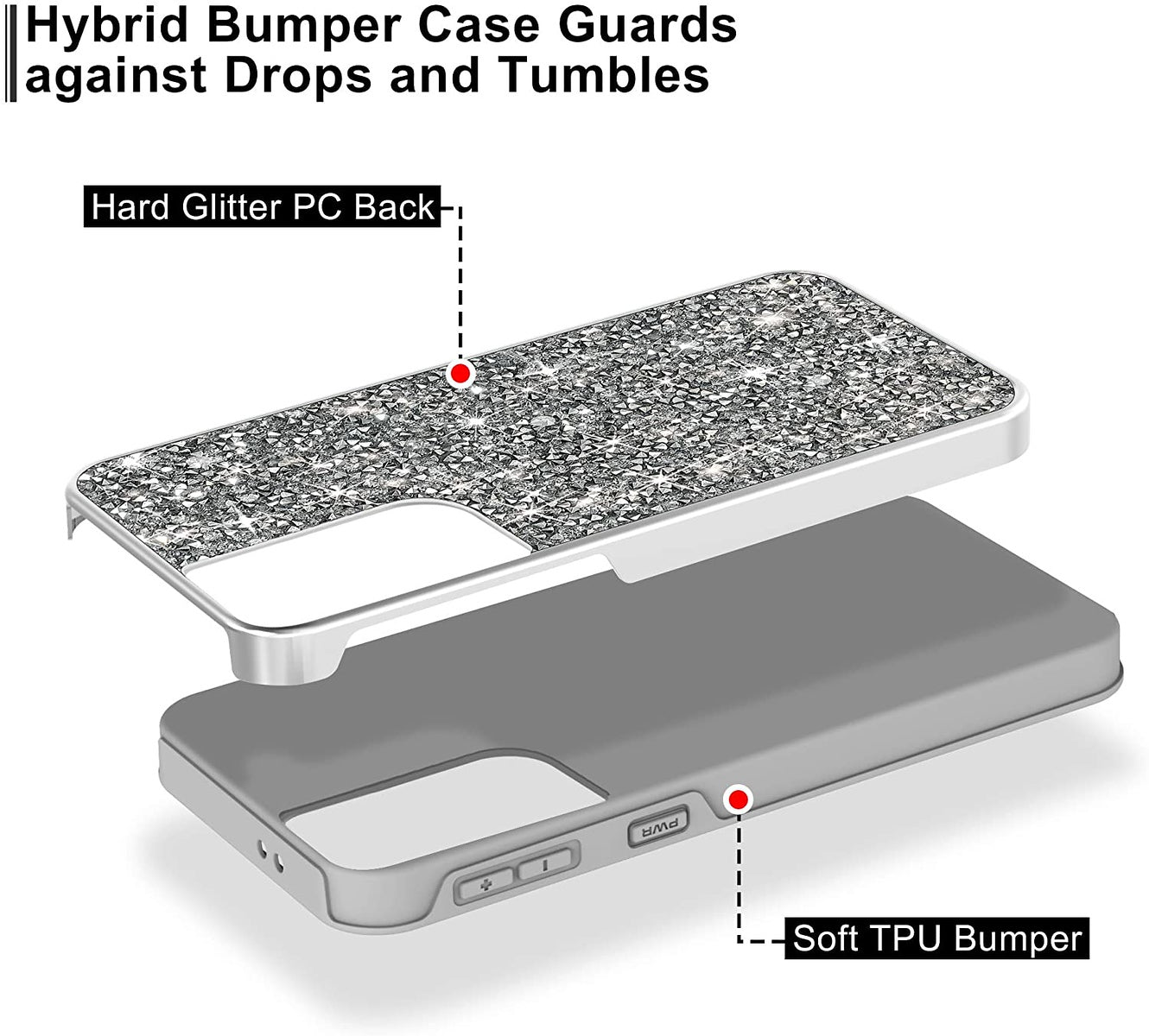 For Apple iPhone 14 /Plus Pro Max Bling Rhinestone Diamond Shiny Glitter Hybrid Bumper Dual Layer Rugged  Phone Case Cover