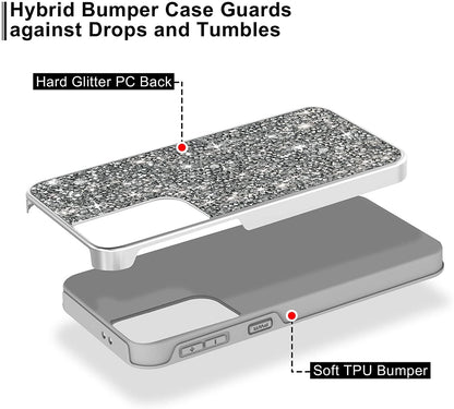 For Apple iPhone 14 /Plus Pro Max Bling Rhinestone Diamond Shiny Glitter Hybrid Bumper Dual Layer Rugged  Phone Case Cover