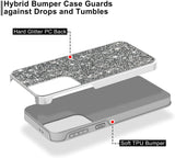 For Apple iPhone 13 Pro (6.1") Bling Rhinestone Diamond Shiny Glitter Hybrid Bumper Dual Layer Rugged Shell Hard PC TPU Rubber  Phone Case Cover