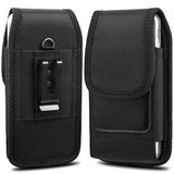 Universal 5.5" Vertical Nylon Cell Phone Holster Pouch Carrying Case, Belt Clip Loop & Carabiner Fit Apple iPhone Samsung Galaxy LG Moto All Mobile phones Universal Pouch [Black]