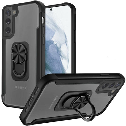 For Samsung Galaxy S22 Ultra Clear Stand Military Grade Design Hybrid Ring Holder Kickstand [Magnetic Car Mount Feature]  Phone Case Cover