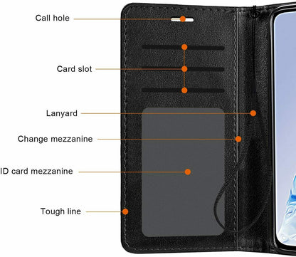 For Samsung Galaxy A23 5G Wallet PU Leather Pouch with Card Slots ID Money Pocket, Stand & Strap Flip Dual Layers Black Phone Case Cover
