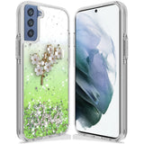 For Samsung Galaxy S22 /Plus Ultra Flowers Bling Glitter Iridescent Love Floral 3D Ornament Slim TPU Hybrid Sparkle Stars Shockproof  Phone Case Cover