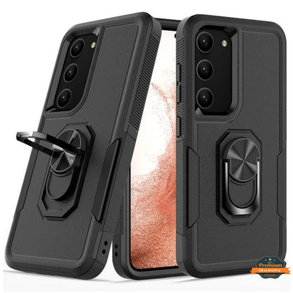 For Samsung Galaxy S23 /Plus /Ultra Heavy Duty Hybrid Rugged 2in1 TPU Shockproof Protective with Magnetic Ring Stand Holder  Phone Case Cover