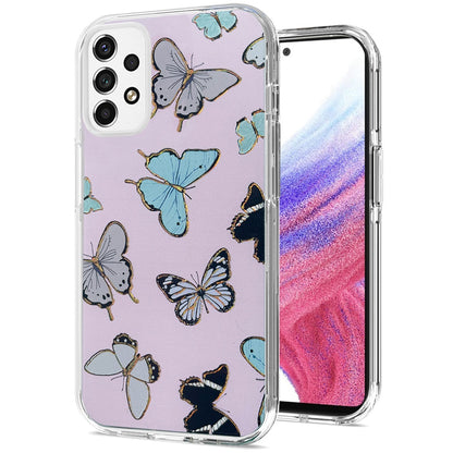 For Apple iPhone SE 3 (2022) SE/8/7 Stylish Gold Layer Printing Design Hybrid Rubber TPU Hard PC Shockproof Armor Butterflies Phone Case Cover