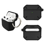 For Apple AirPods 3 (2021) Armor Hybrid Full-Body Military Hard Shell Rugged Shockproof with Metal Keychain [Front LED Visible]  Phone Case Cover