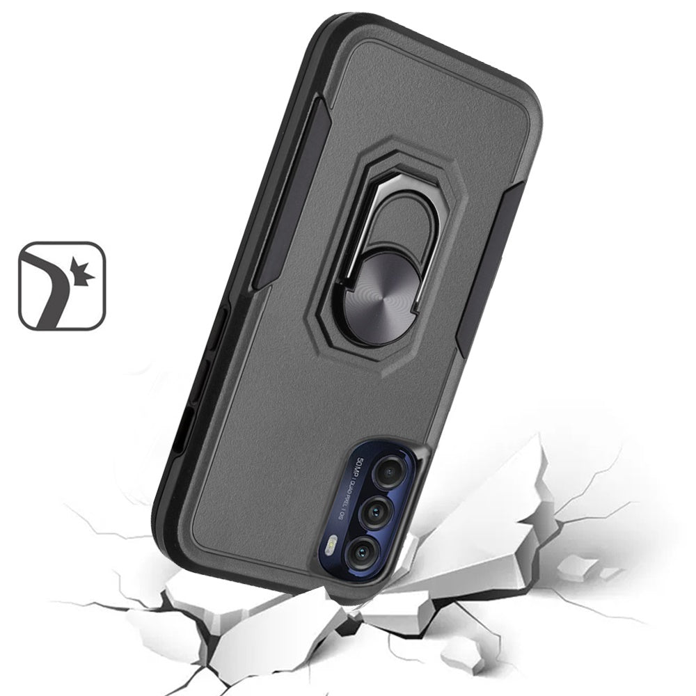 For Motorola Moto G Stylus 5G 2022 Hybrid Rugged Hard Drop-Proof 3 Layer Protection Military Grade with Metal Ring Stand  Phone Case Cover