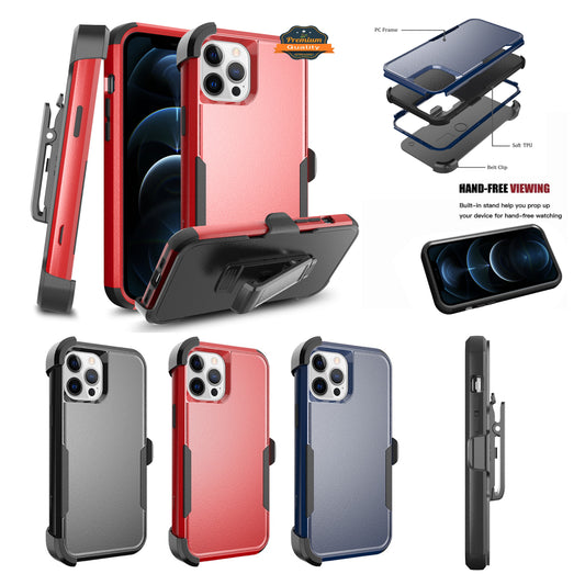 For Apple iPhone SE 2022 /SE 2020/8/7 Hybrid Rugged Shockproof 3-Layer Military Tough with Swivel Belt Clip Kickstand & Holster  Phone Case Cover