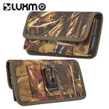 For Apple iPhone 12 Pro Max (6.7 inch) Universal Horizontal Cell Phone Case Camo Print Holster Carrying Pouch with Belt Clip and 2 Card Slots fit XL Devices 7" [Camouflage]