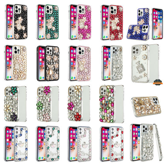 For Motorola Moto G Power 2022 Bling Clear Crystal 3D Full Diamonds Luxury Sparkle Transparent Rhinestone Hybrid Bumper  Phone Case Cover
