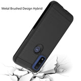 For Motorola Moto G Pure Hybrid Rugged Brushed Metallic Design [Soft TPU + Hard PC] Dual Layer Shockproof Armor Impact Slim Black Phone Case Cover