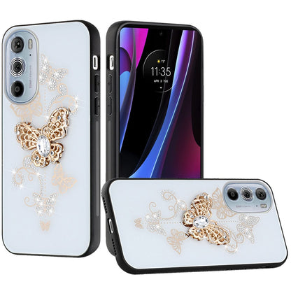 For Motorola Edge+ 2022 /Edge Plus Diamond 3D Bling Sparkly Glitter Ornaments Engraving Hybrid Armor Fashion  Phone Case Cover