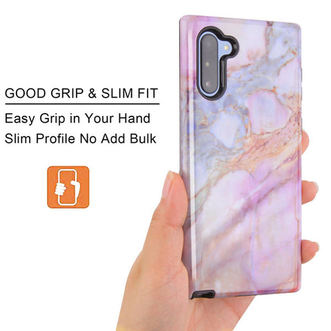 For Samsung Galaxy Note 10 (6.3) Slim Hybrid Dual Layer Shockproof Hard TPU Graphic Fashion Design Marbling Pink Marble Phone Case Cover