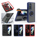 For Samsung Galaxy Z Fold 4 Hybrid Protective PC & TPU Shockproof with 360° Rotation Ring Kickstand Magnetic Metal Stand  Phone Case Cover