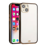 For Apple iPhone XR Slim Hybrid Gold Plated Chrome Transparent Rubber Gummy Hard PC Thick TPU Protective  Phone Case Cover