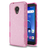 For Alcatel 1X Evolve / Avalon V / Ideal Xtra Glitter Stylish Design Hybrid Rubber TPU Hard PC Shockproof Armor Rugged Pink Phone Case Cover