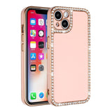 For Apple iPhone 13 /6.1" All Around 3D Diamonds Rhinestone Chrome Frame TPU Shiny Bling Glitter Protective  Phone Case Cover