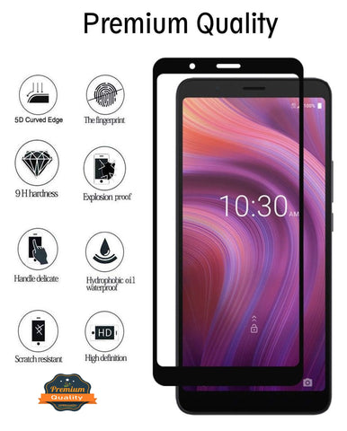 For Cricket Icon 3 (2021) Screen Protector Full Cover Tempered Glass [Edge to Edge Coverage] Full Protection Durable Tempered Glass Clear Black Screen Protector