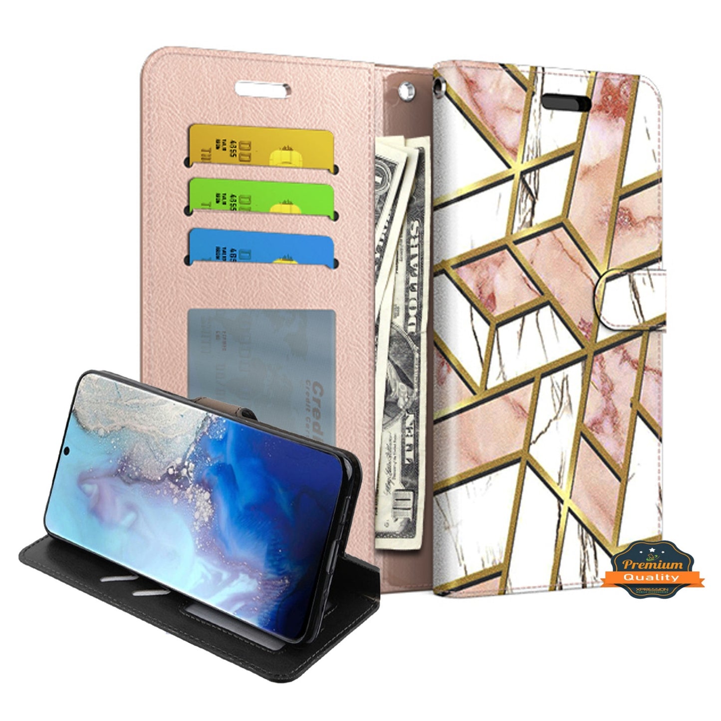 For Apple iPhone 14 (6.1") Wallet PU Leather Pouch with Credit Card Slots ID Money Pocket, Stand & Strap Flip Bookstyle  Phone Case Cover