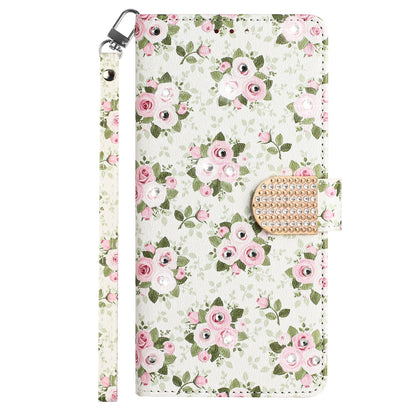 For Apple iPhone 14 Pro (6.1") Fashion Diamond Bling Design Wallet Pouch Card Slots Leather With Lanyard  Phone Case Cover