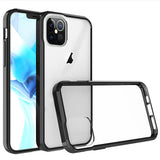 For Apple iPhone 13 Pro Max (6.7") Hybrid Slim Crystal Clear Transparent Shock-Absorption Bumper TPU + Hard PC Back Frame Black Phone Case Cover